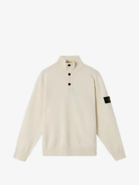 Stone Island logo-patch button-up jumper