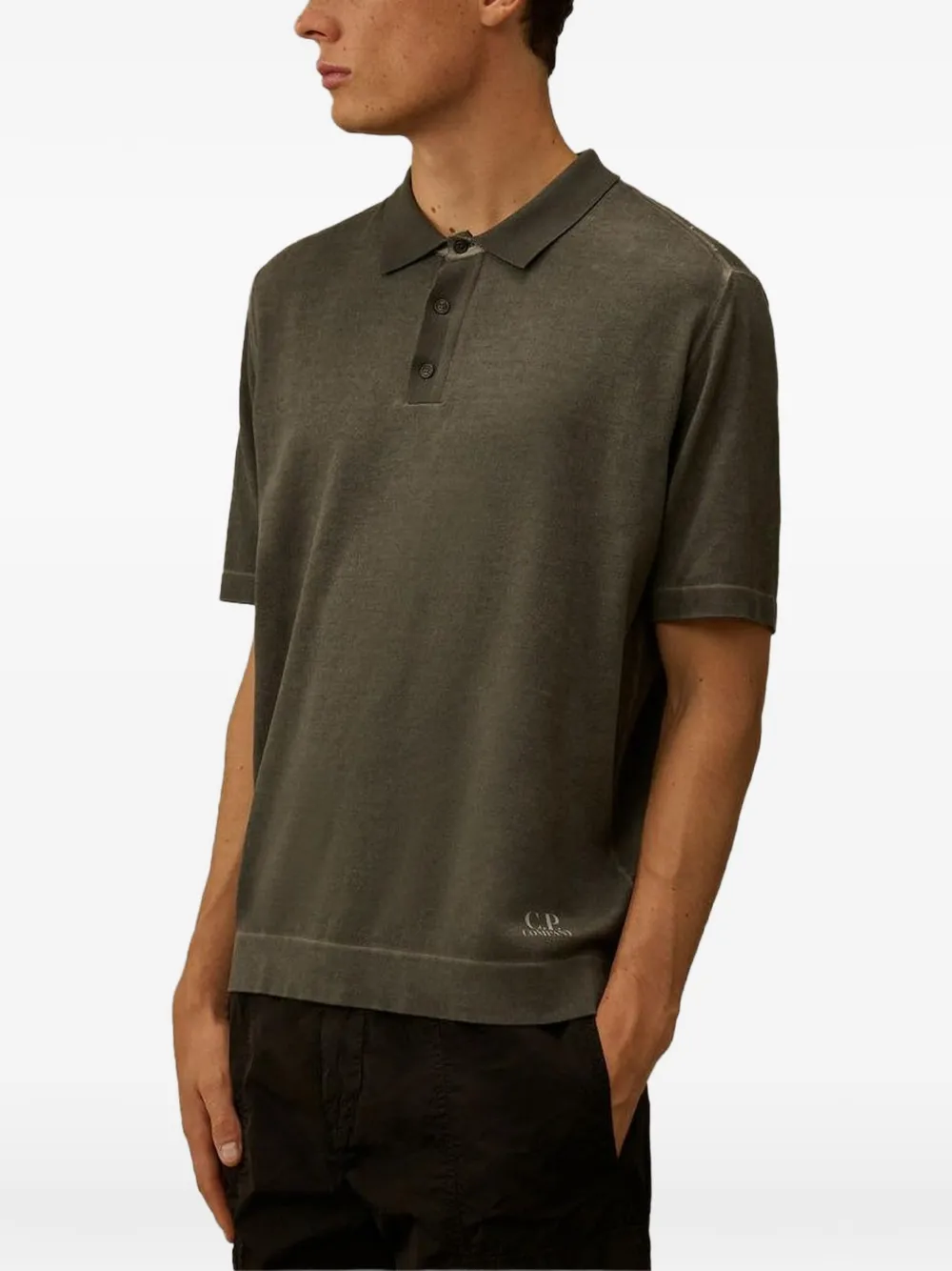 C.P. Company Katoenen crêpe poloshirt met geverfd effect Groen