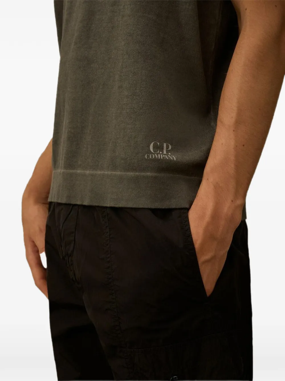 C.P. Company Katoenen crêpe poloshirt met geverfd effect Groen