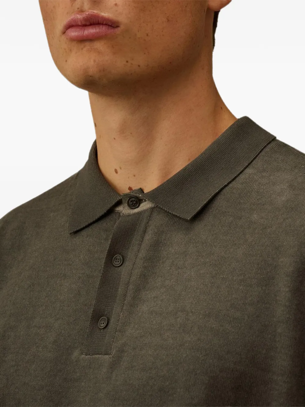 C.P. Company Katoenen crêpe poloshirt met geverfd effect Groen
