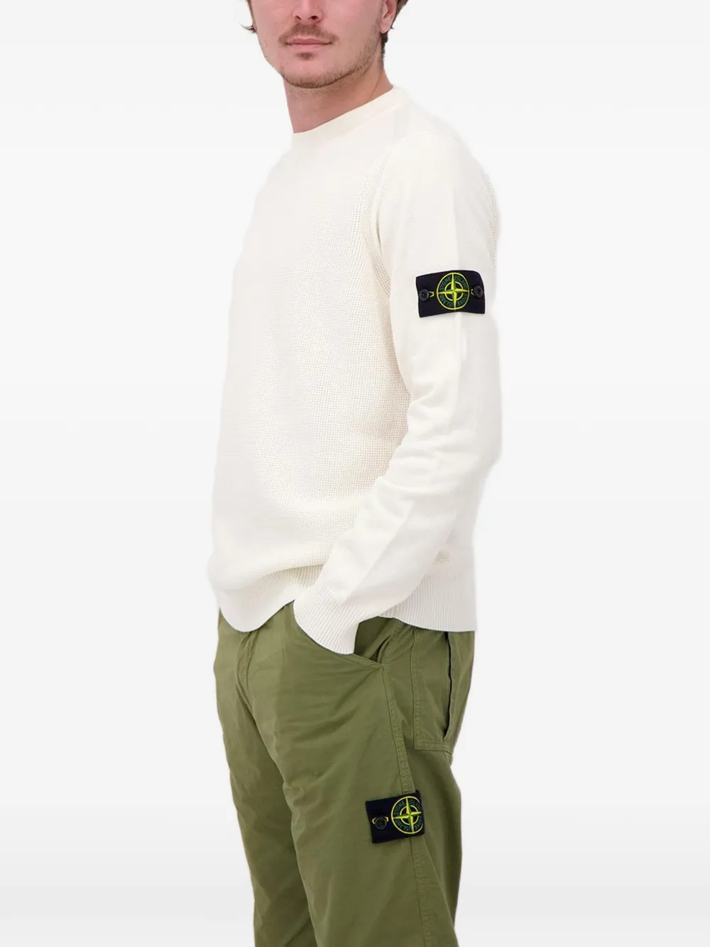 Stone Island 5100029 trui van biologisch katoen met stiksels Beige