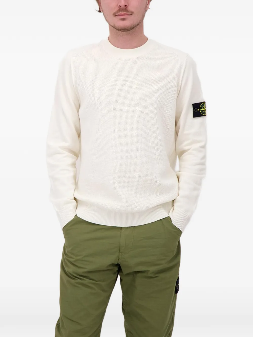 Stone Island 5100029 trui van biologisch katoen met stiksels Beige