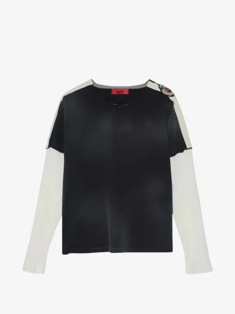 424 layered-sleeve crest-patch T-shirt