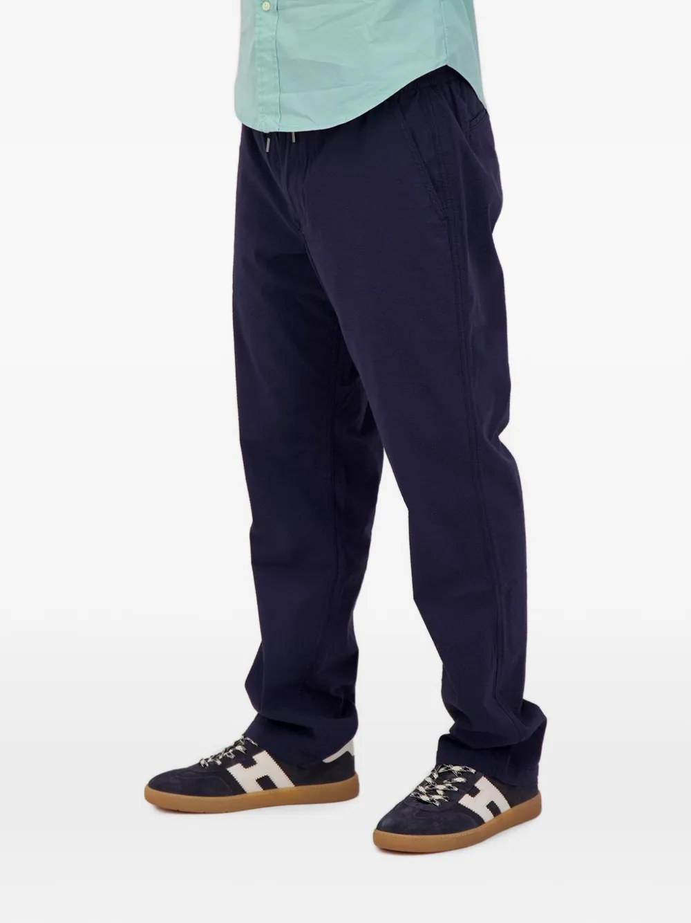 Polo Ralph Lauren Seersucker broek met knoopsluiting en textuur Blauw