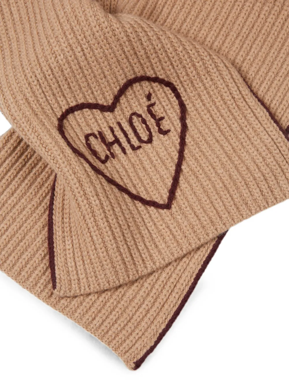 Chloé The Encoeur sjaal van wol en kasjmier Beige
