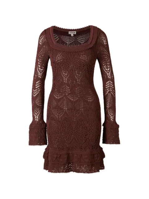 STAUD Vestido curto de crochê com babados