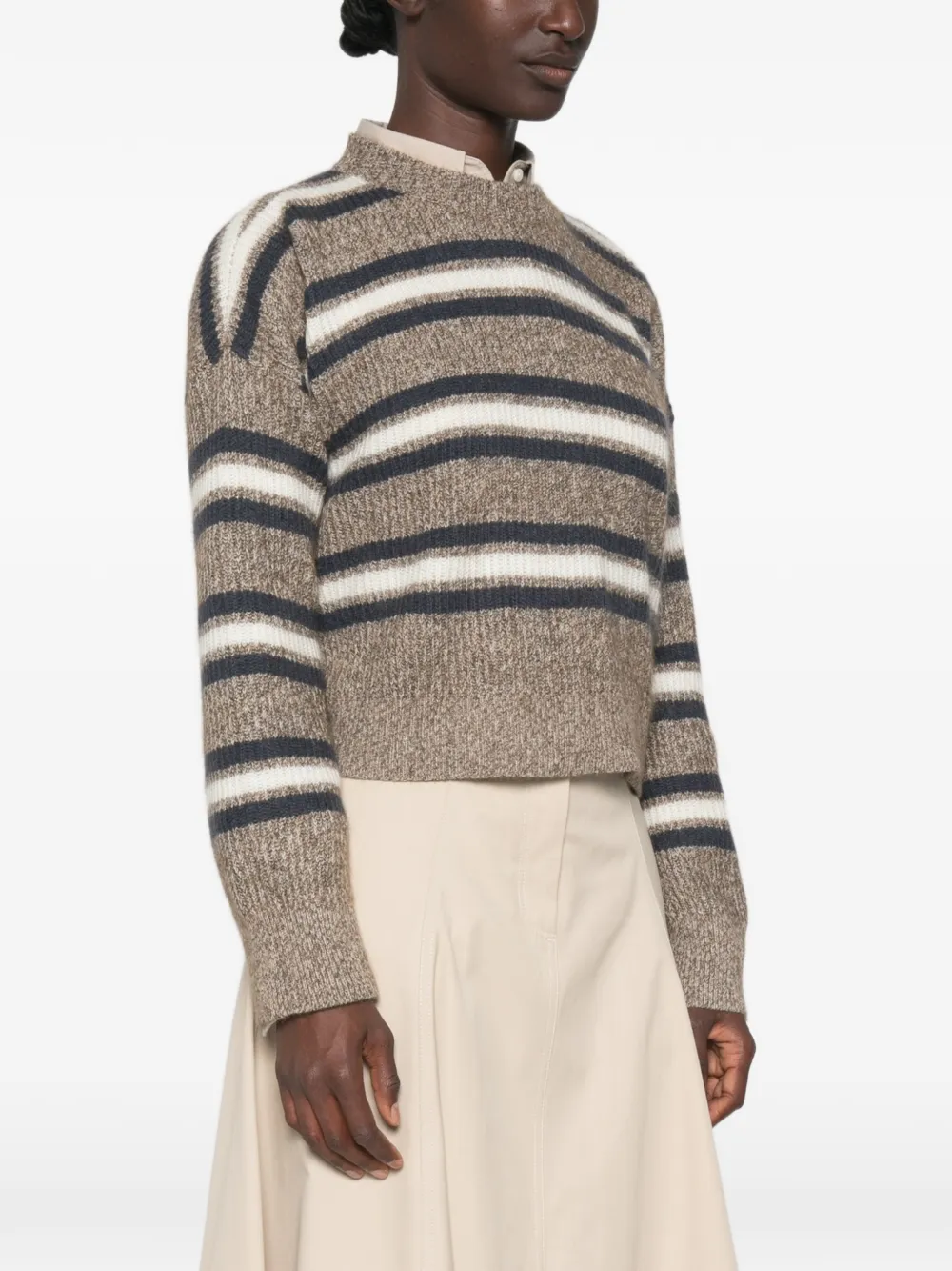 Brunello Cucinelli striped crew-neck sweater Bruin