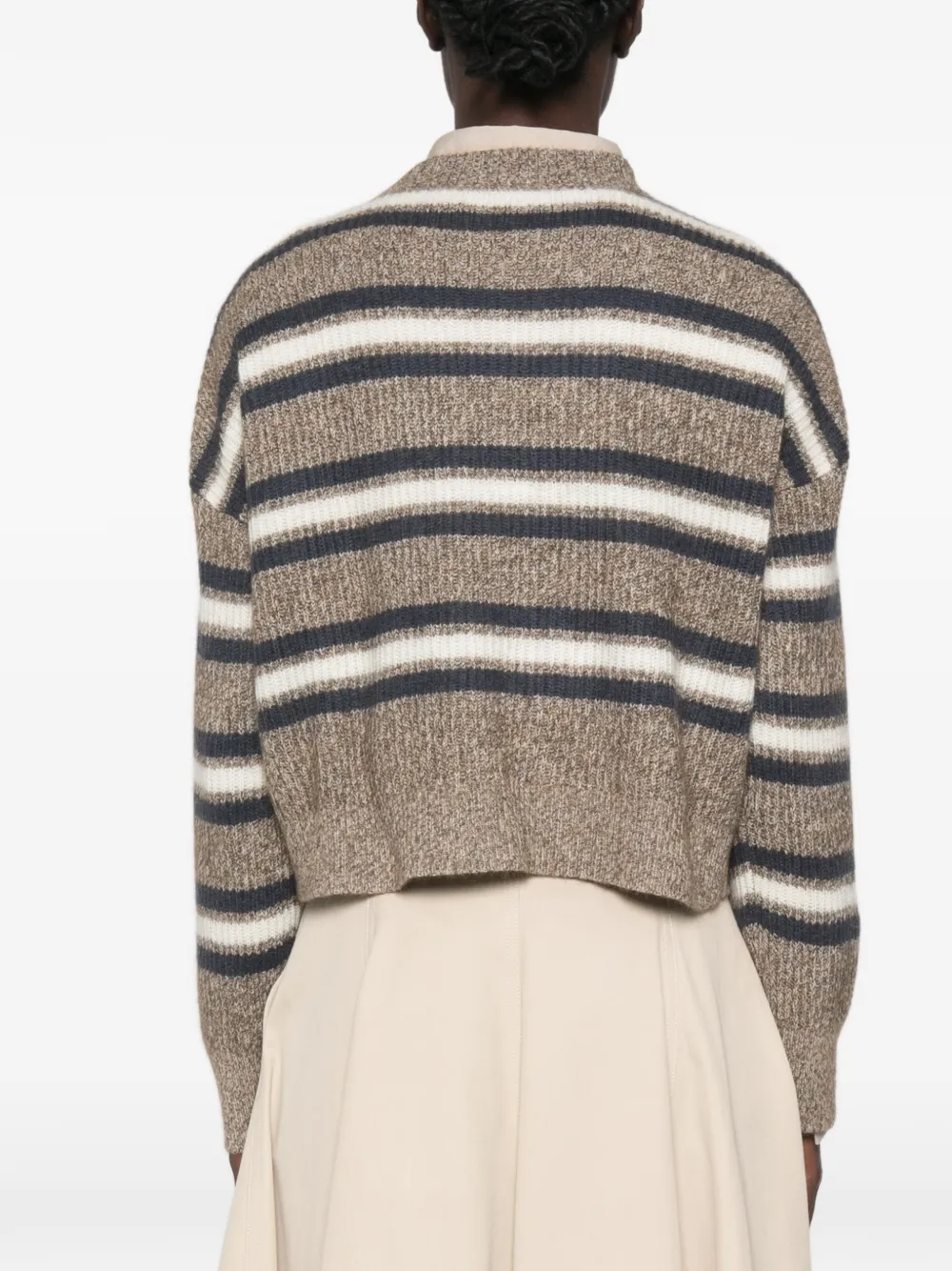 Brunello Cucinelli striped crew-neck sweater Bruin