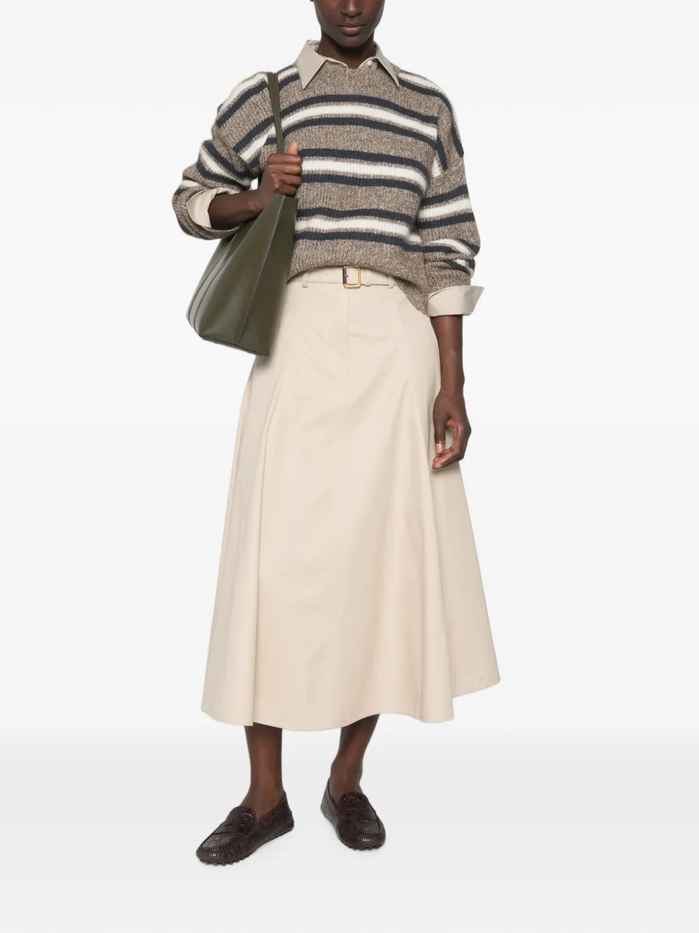 Brunello Cucinelli striped crew-neck sweater Bruin