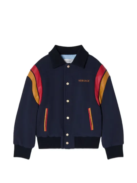 Versace Kids logo-embroidered bomber jacket