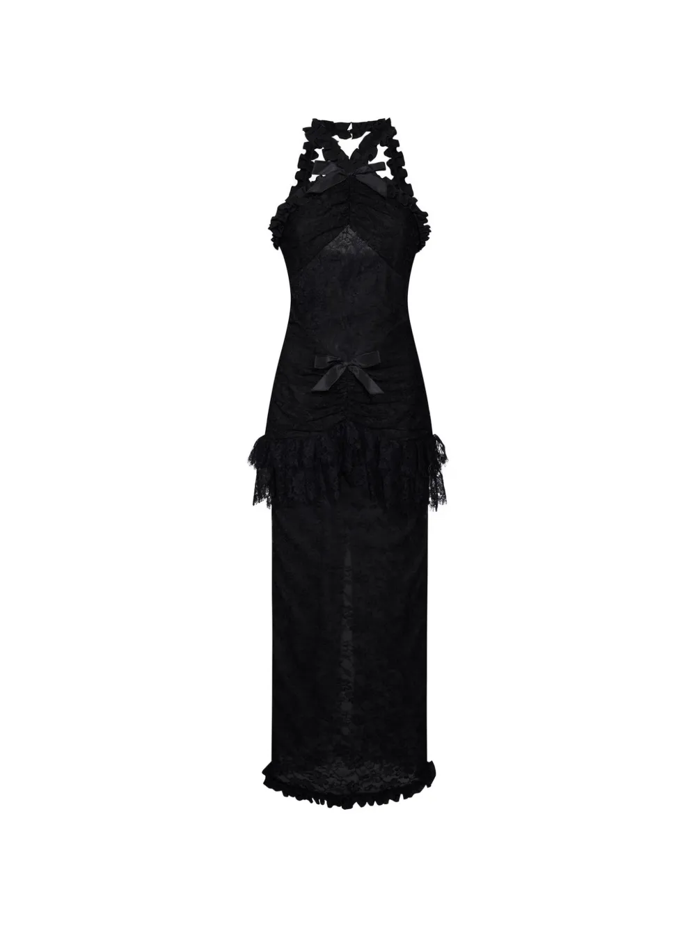 Alessandra Rich Chantilly lace halterneck maxi dress - Schwarz