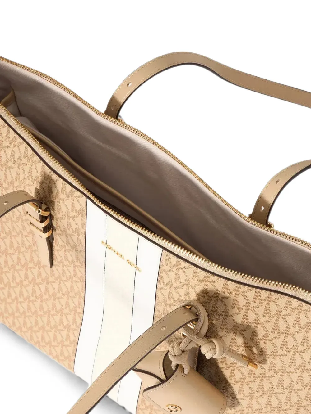 Michael Kors Gestreepte shopper met monogramprint Beige