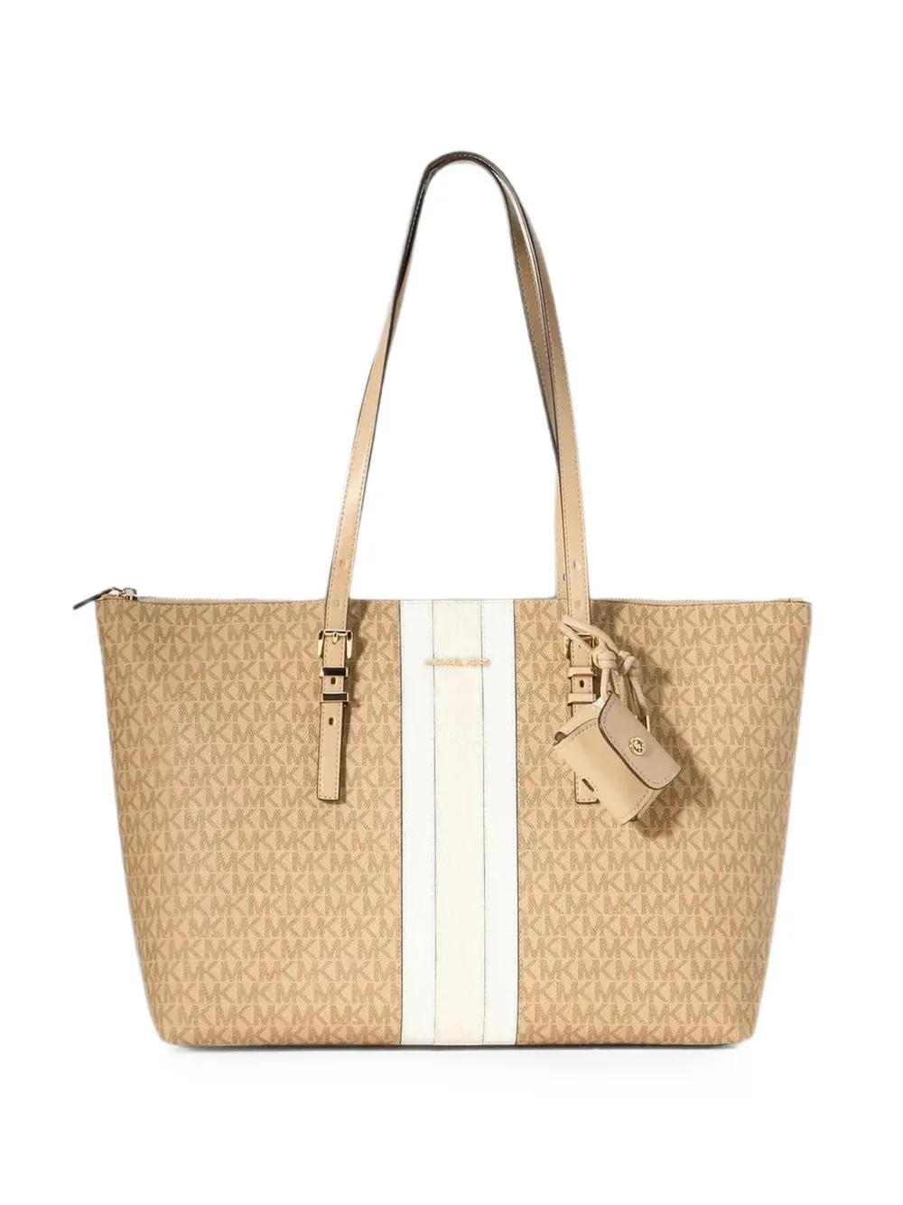 Michael Kors monogram-print striped tote bag - Neutrals