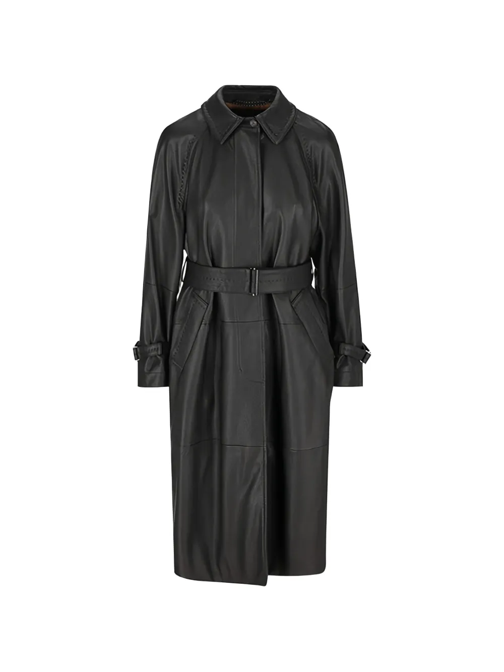 Max Mara belted leather coat - Black