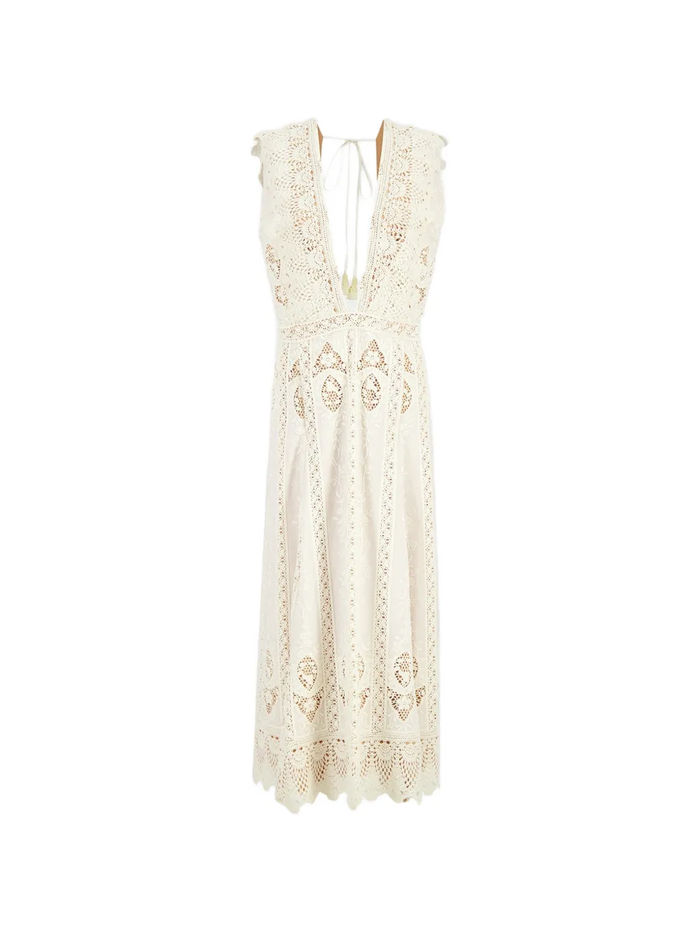 Johanna Ortiz Grace In The Open Fields lace-embroidered maxi dress - Neutrals