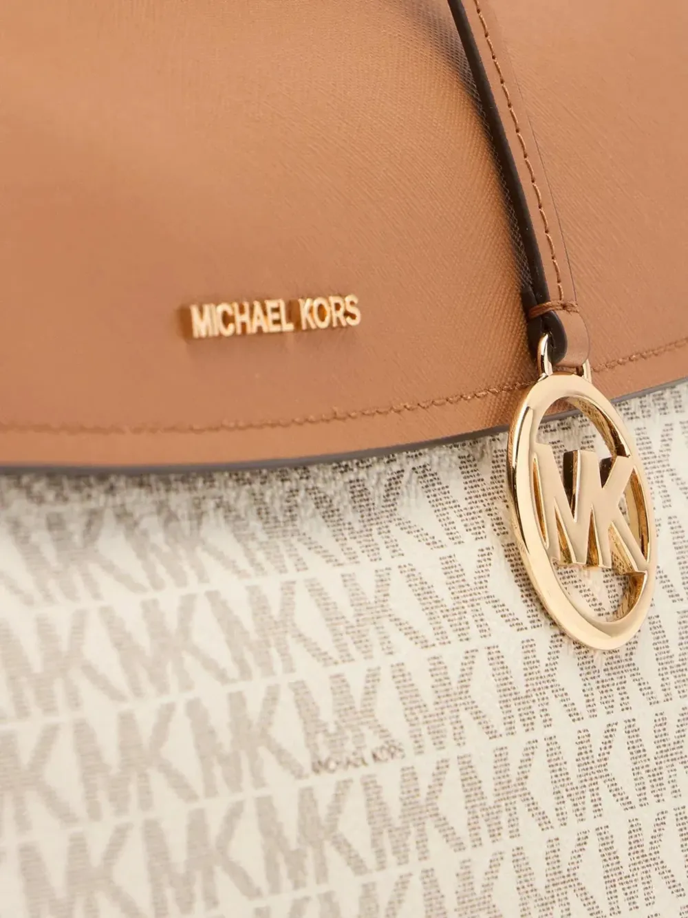 Michael Kors Tas met logo-print en leren afwerking Beige
