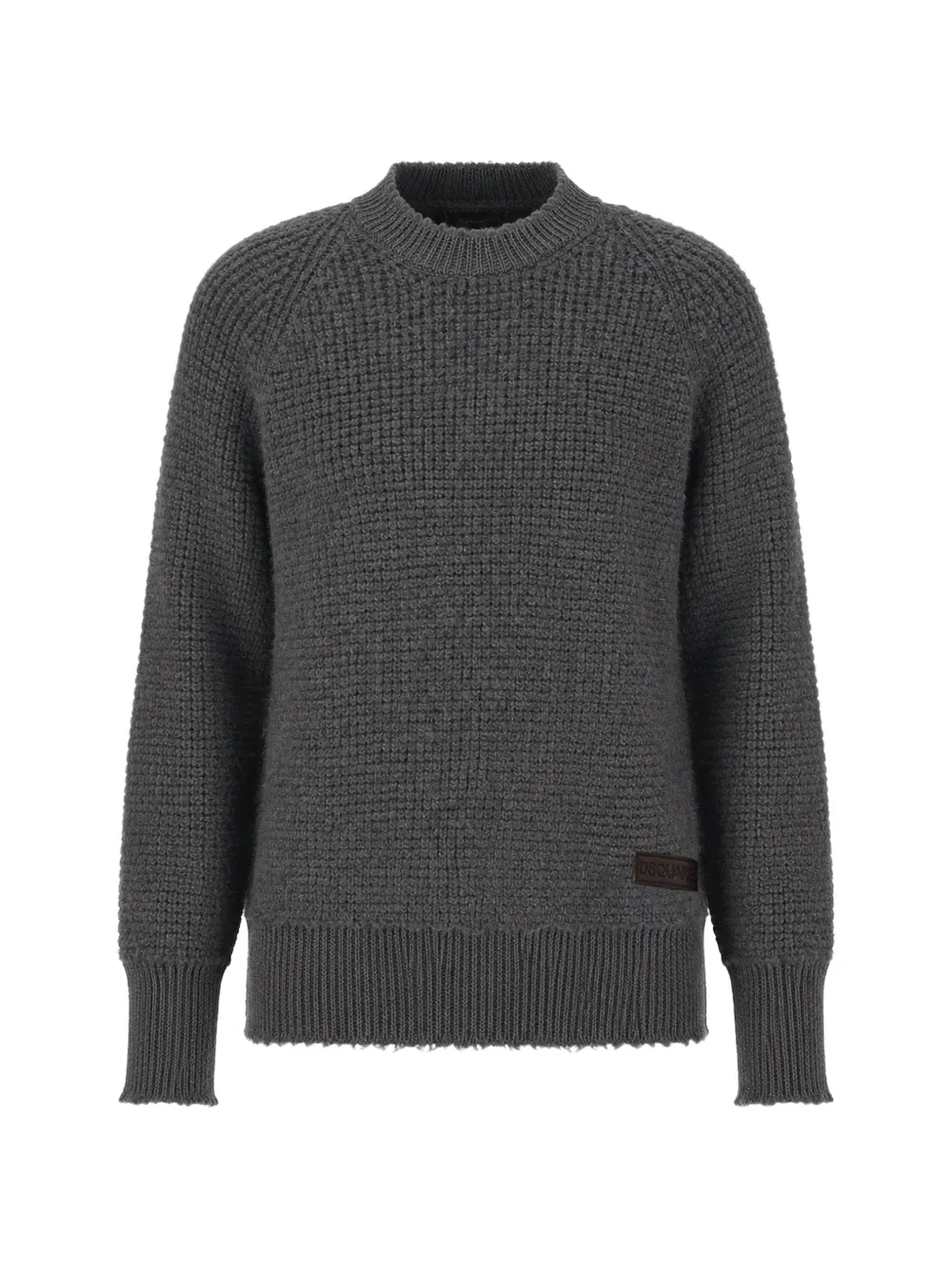Dsquared2 Waffle-knit Raglan-sleeve Sweater In Grey