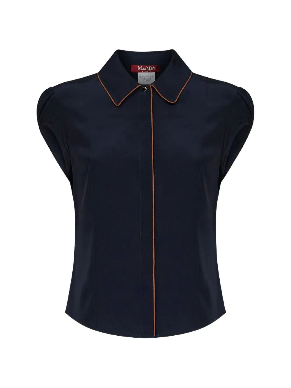 Max Mara piping-detail silk shirt - Blau