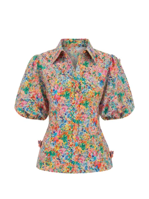 FARM Rio blusa con estampado floral y aplique de mariposa