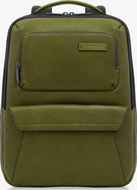 The Bridge logo-patch leather backpack