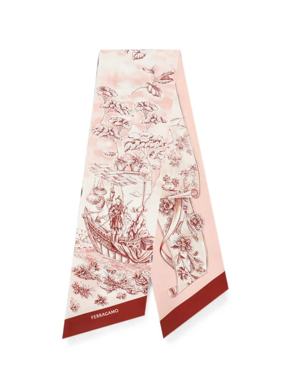 Ferragamo Voyage-print pointed-tip scarf - Rosa