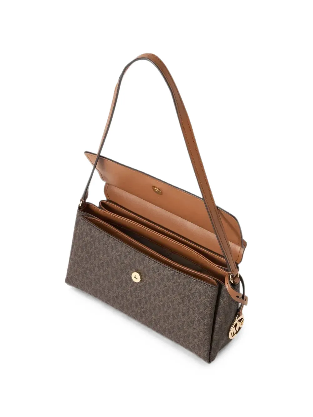 Michael Kors Schoudertas met monogramprint en logoplakkaat Bruin