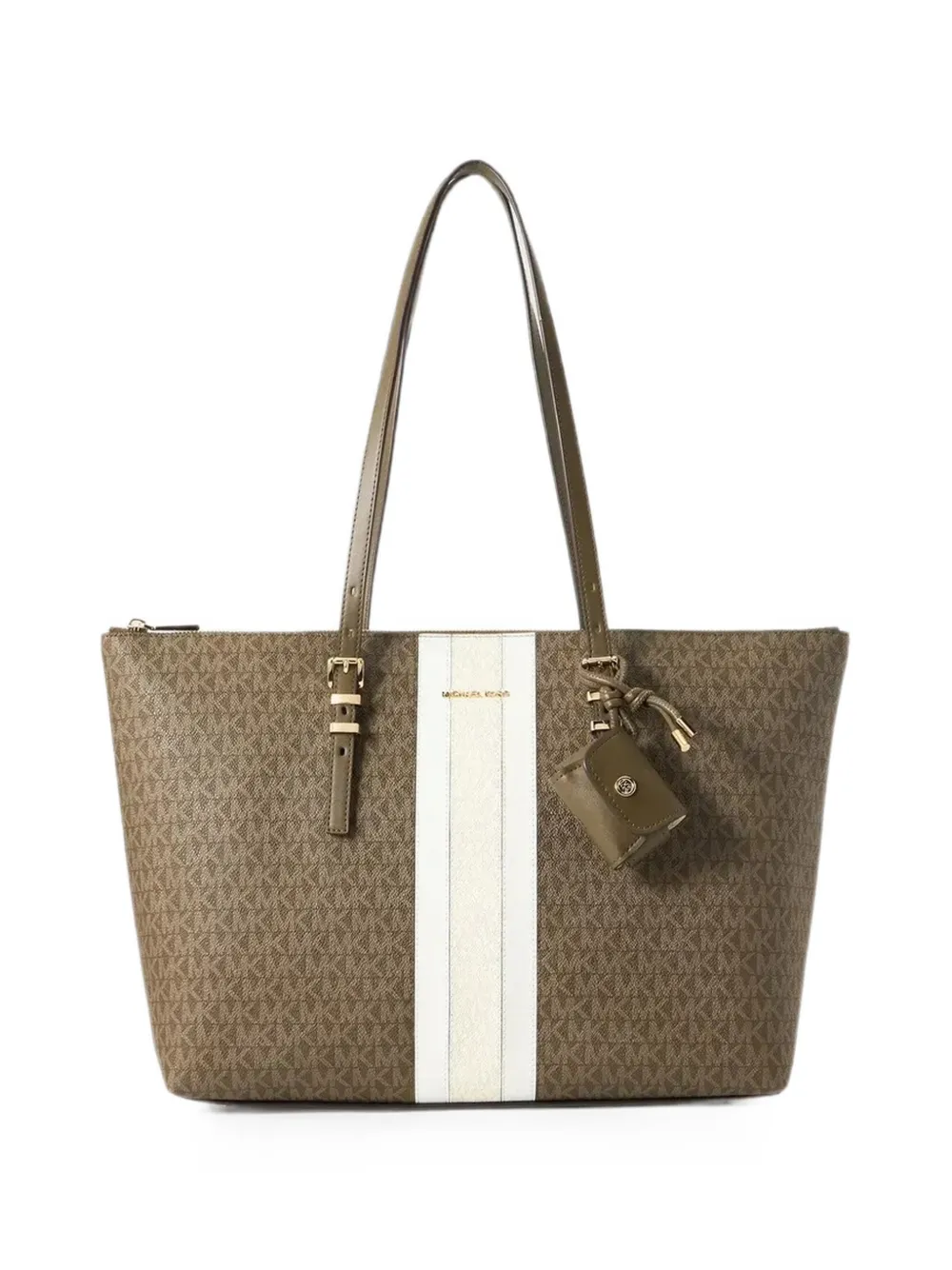Michael Kors logo-print striped tote bag - Braun