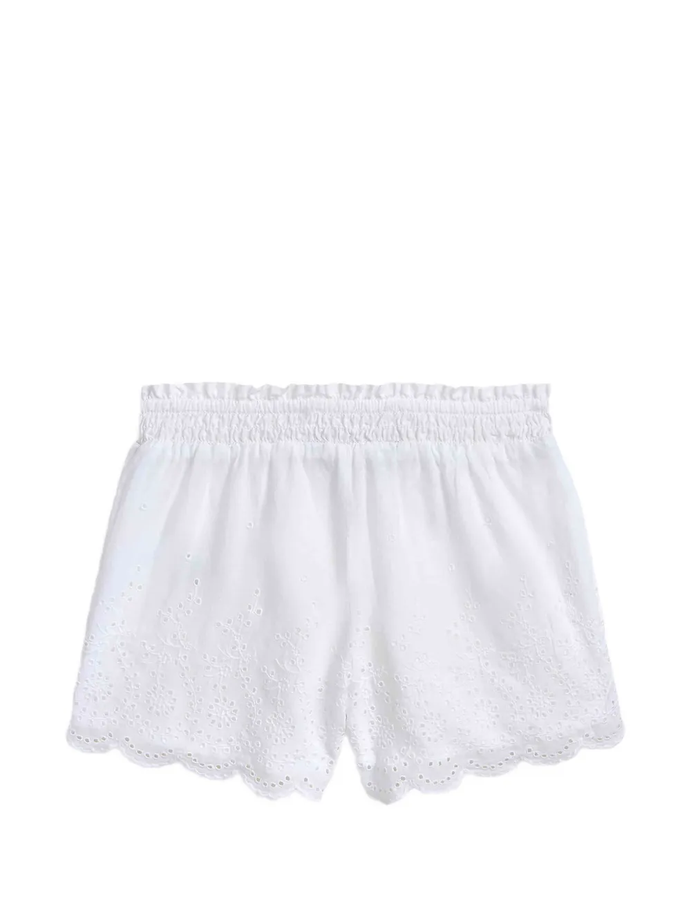POLO RALPH LAUREN KIDS Broderie anglaise shorts met gewelfde afwerking Wit