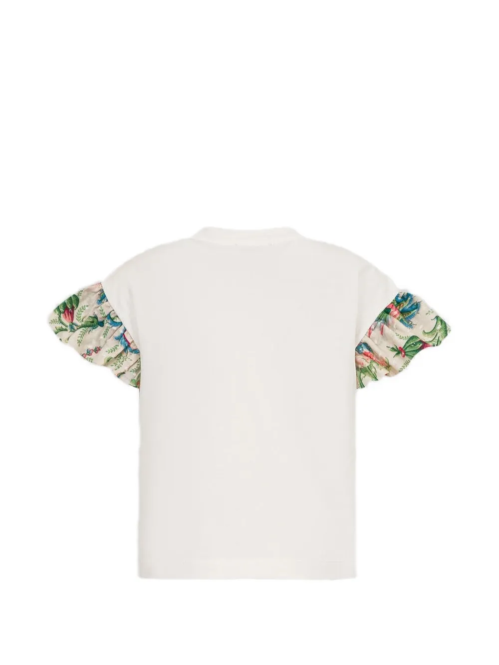 ETRO KIDS T-shirt met bloemen-print en mouwen met ruches Beige