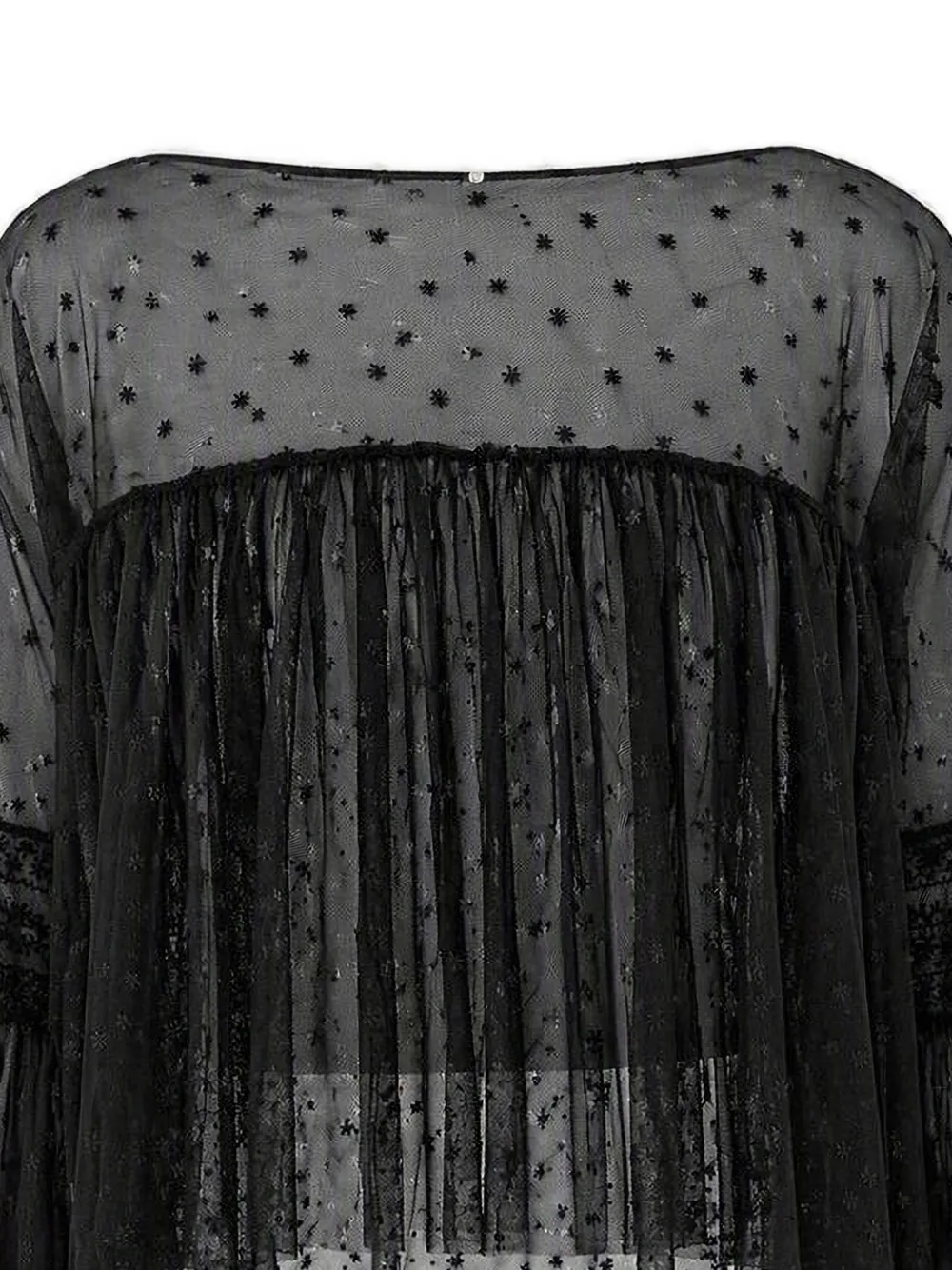 Alberta Ferretti embroidered sheer blouse Zwart