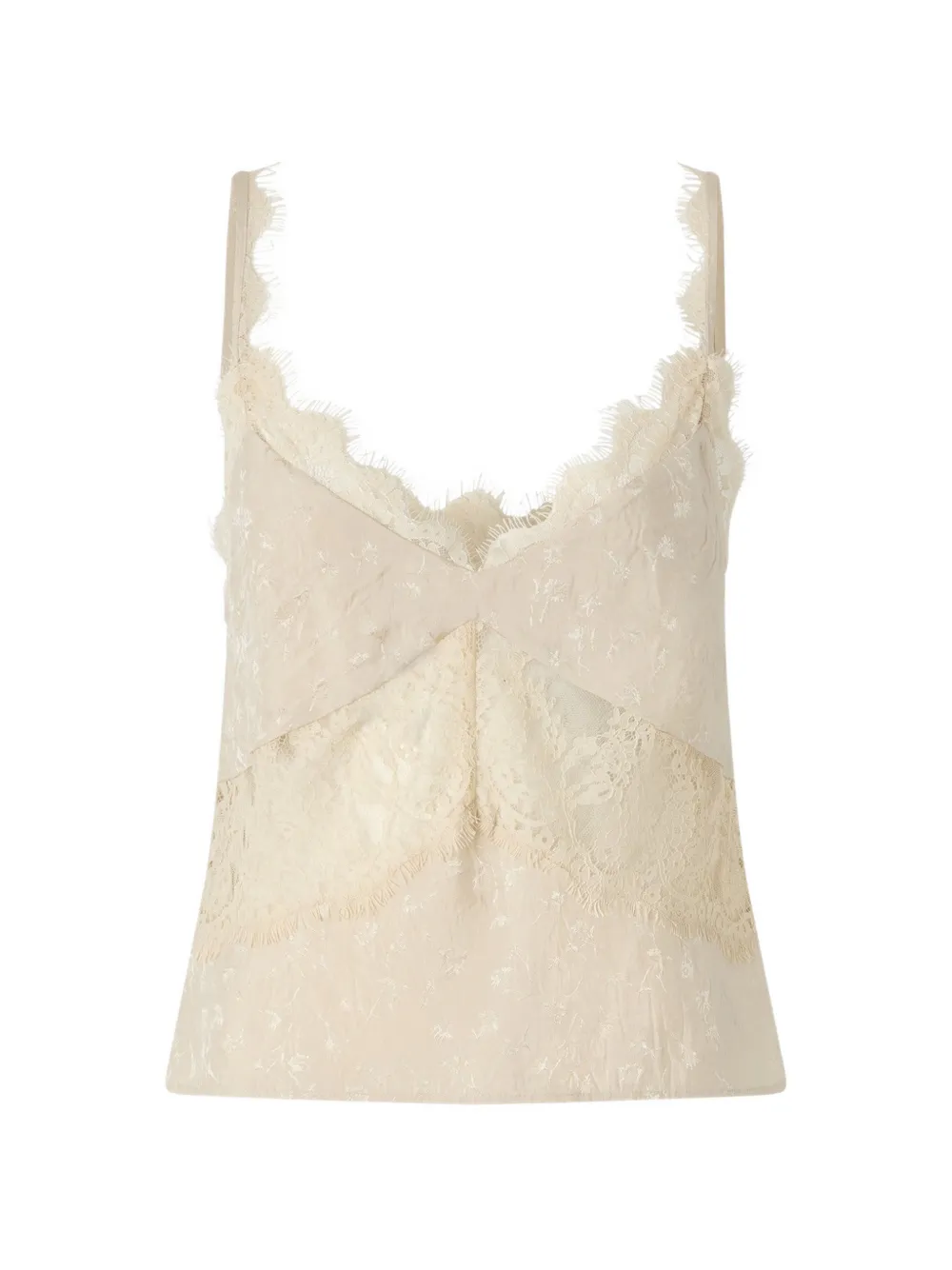 PINKO lace-trim crinkled top - Toni neutri