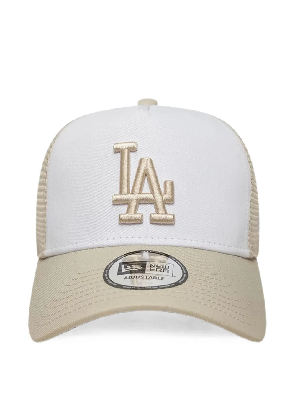 NEW ERA CAP MLB League Essential LA Dodgers Light Beige 9FORTY A-Frame Trucker Adjustable Cap - Bianco
