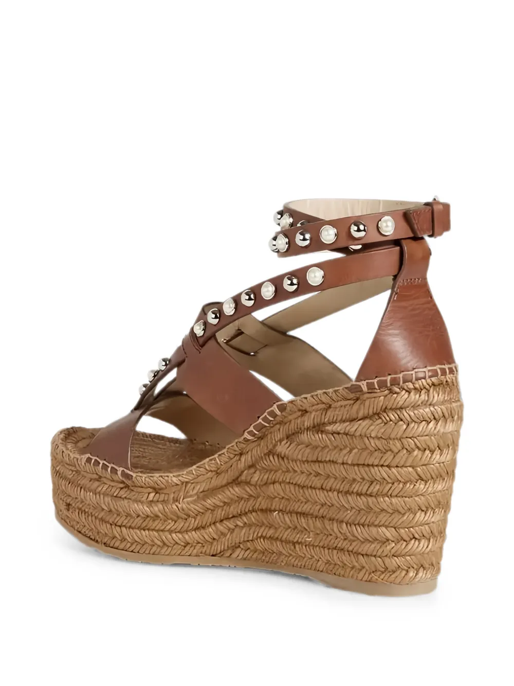 Jimmy Choo Danica studded leather espadrille sandals Bruin