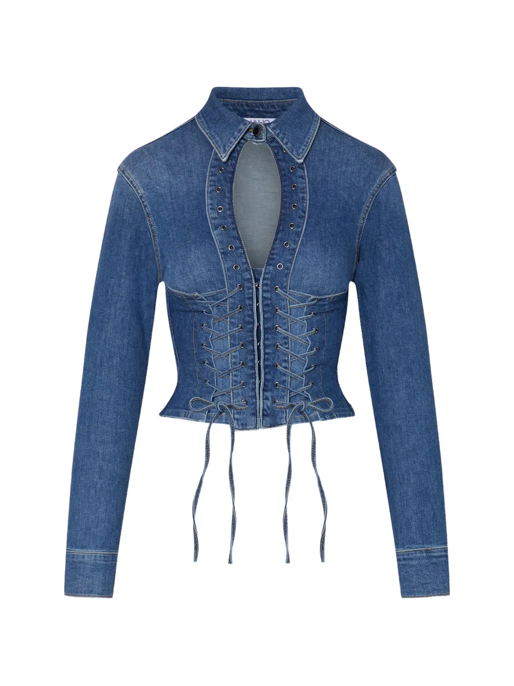 LIU JO lace-up denim jacket - Blau