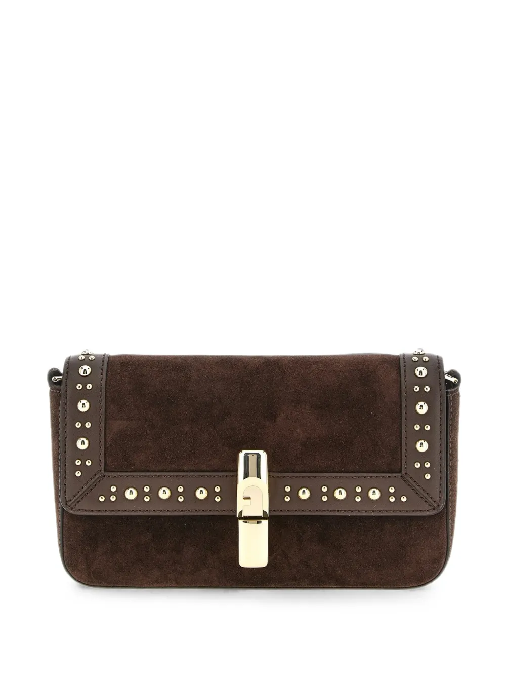 Furla stud-embellished suede tote bag - Brown