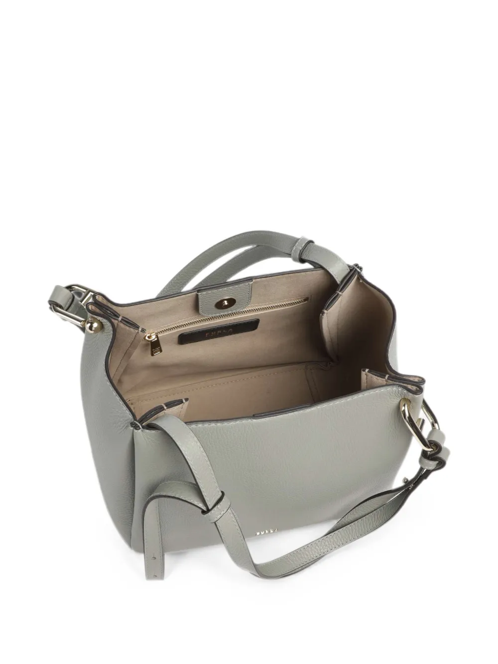 Furla Schoudertas van bewerkt leer Groen