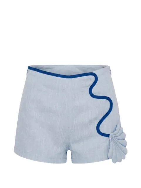 AZULU Naomi wavy-trim shell-patch shorts