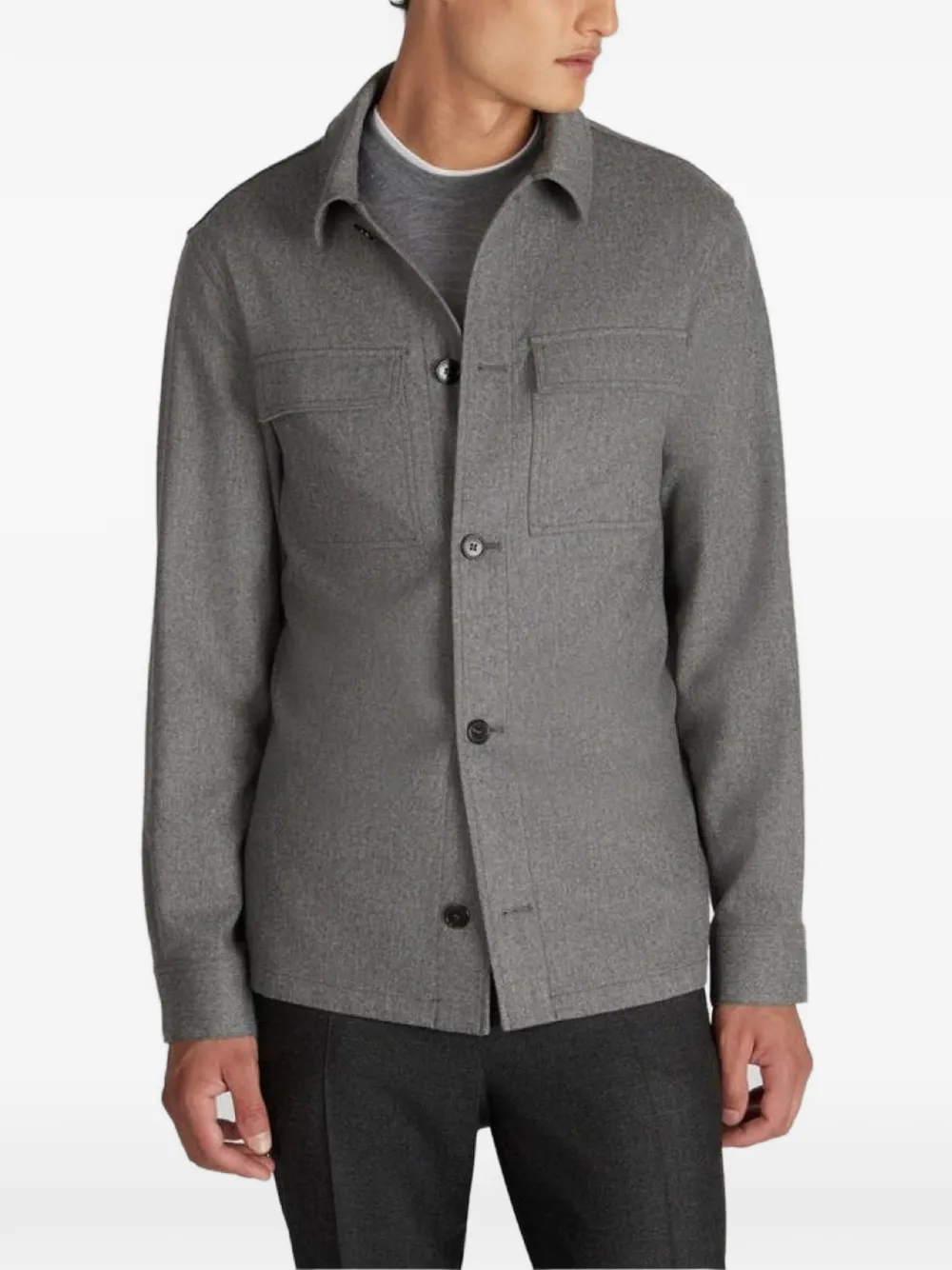slowear Flanellen wollen shirtjack Grijs