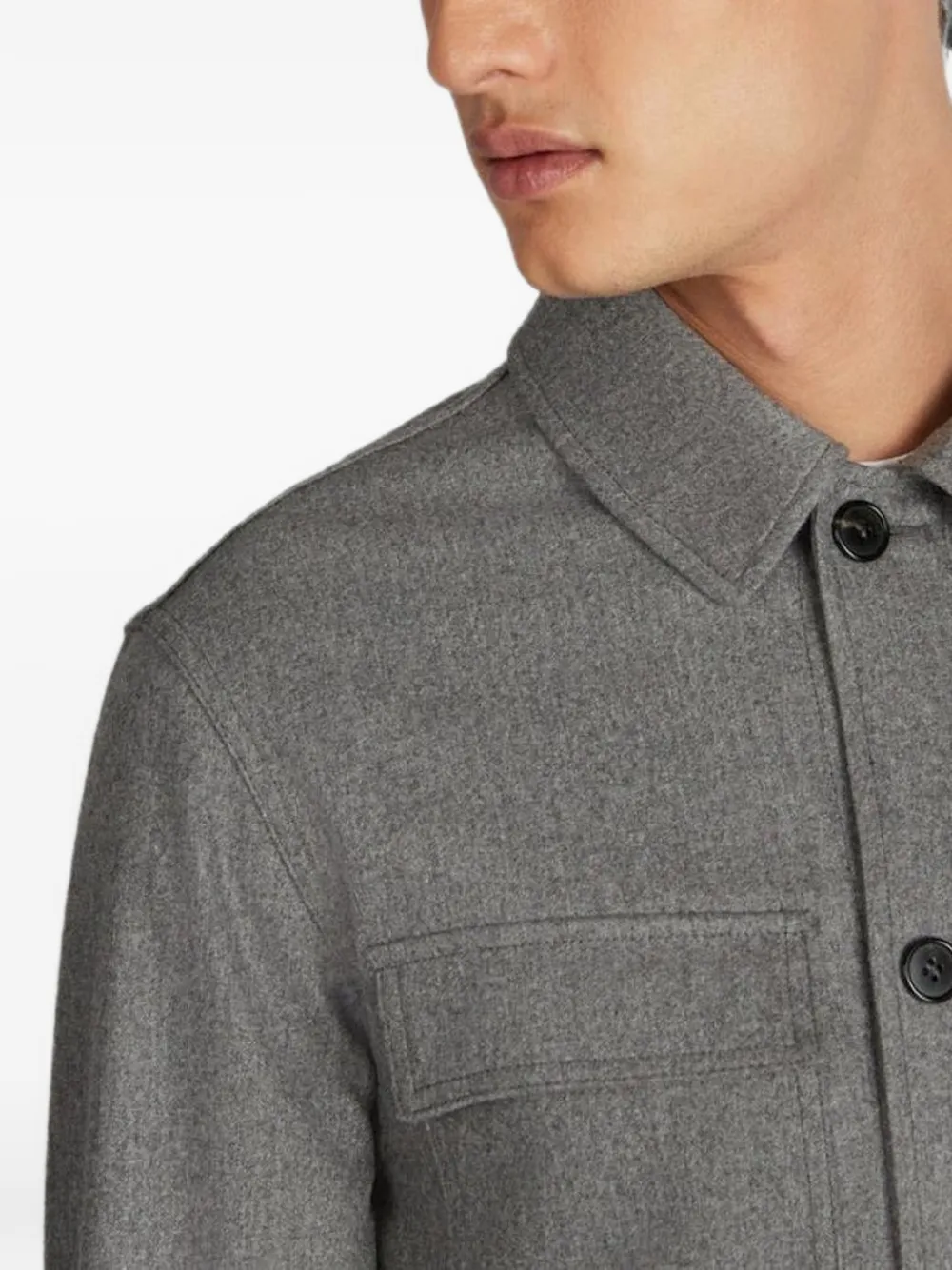 slowear Flanellen wollen shirtjack Grijs