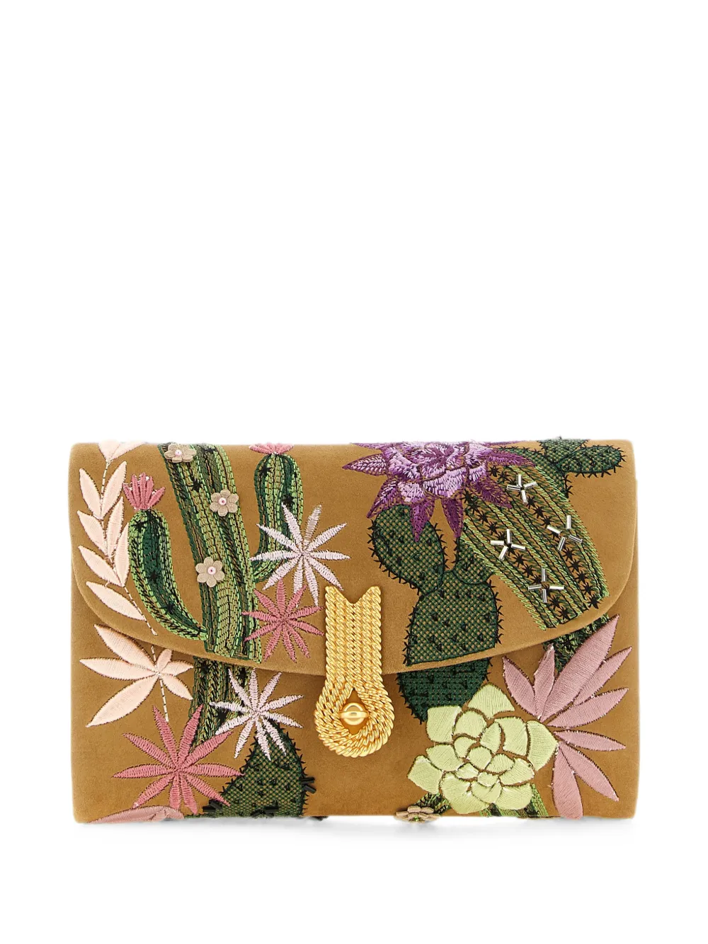 Amato Daniele Queen Mid Spinoza Cactus-embroidered Clutch Bag In Multi