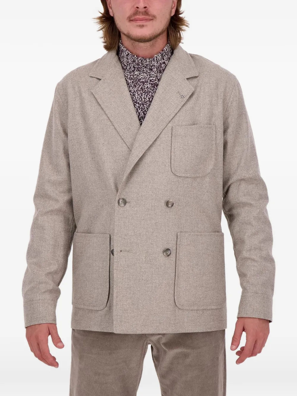 Tagliatore double-breasted patch-pocket blazer - Nude