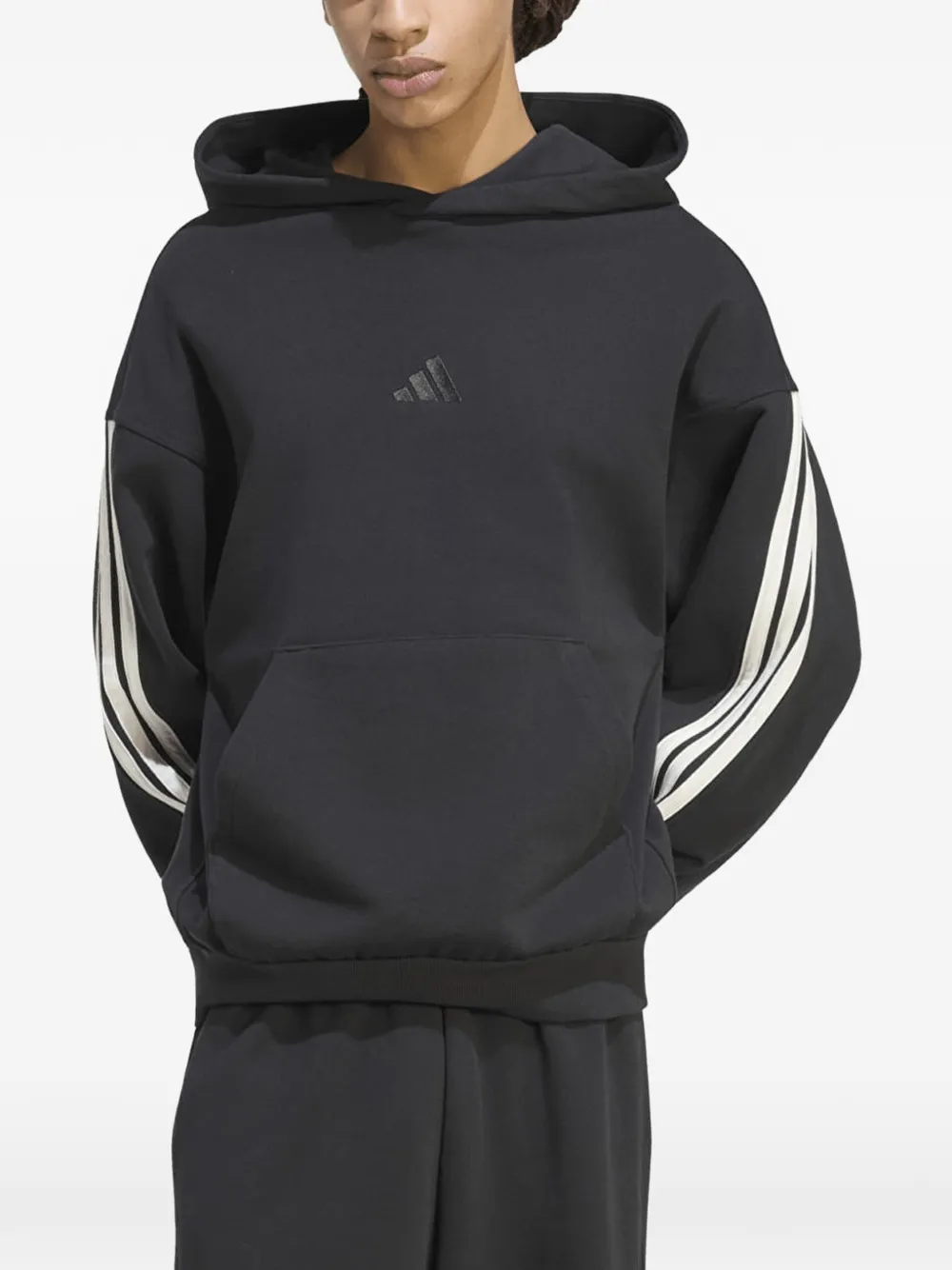 adidas logo-embroidered 3-Stripes hoodie - Nero