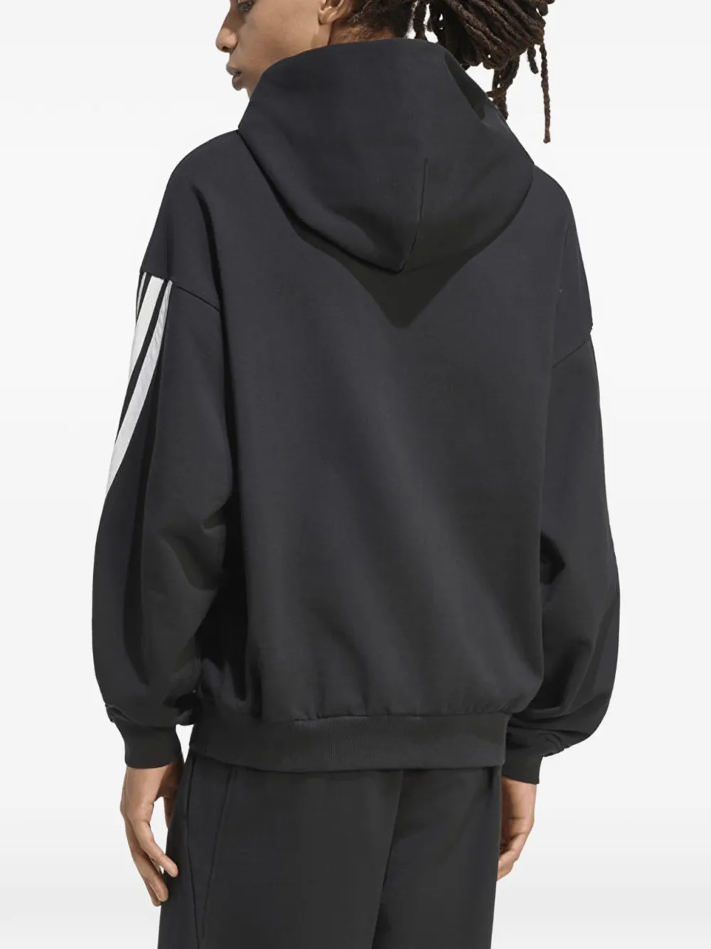 adidas logo-embroidered 3-Stripes hoodie Zwart