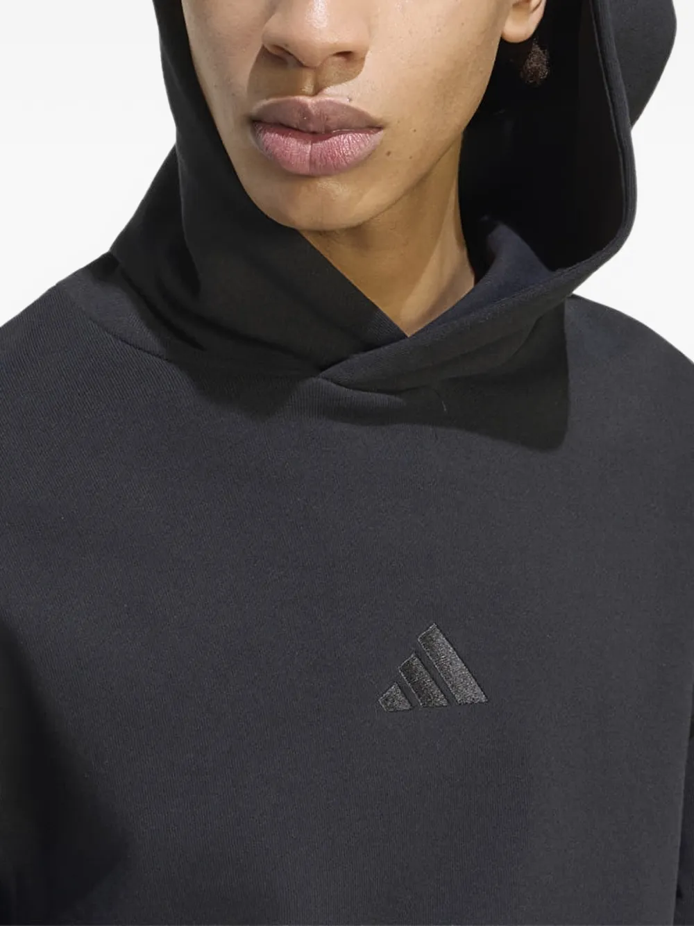 adidas logo-embroidered 3-Stripes hoodie Zwart