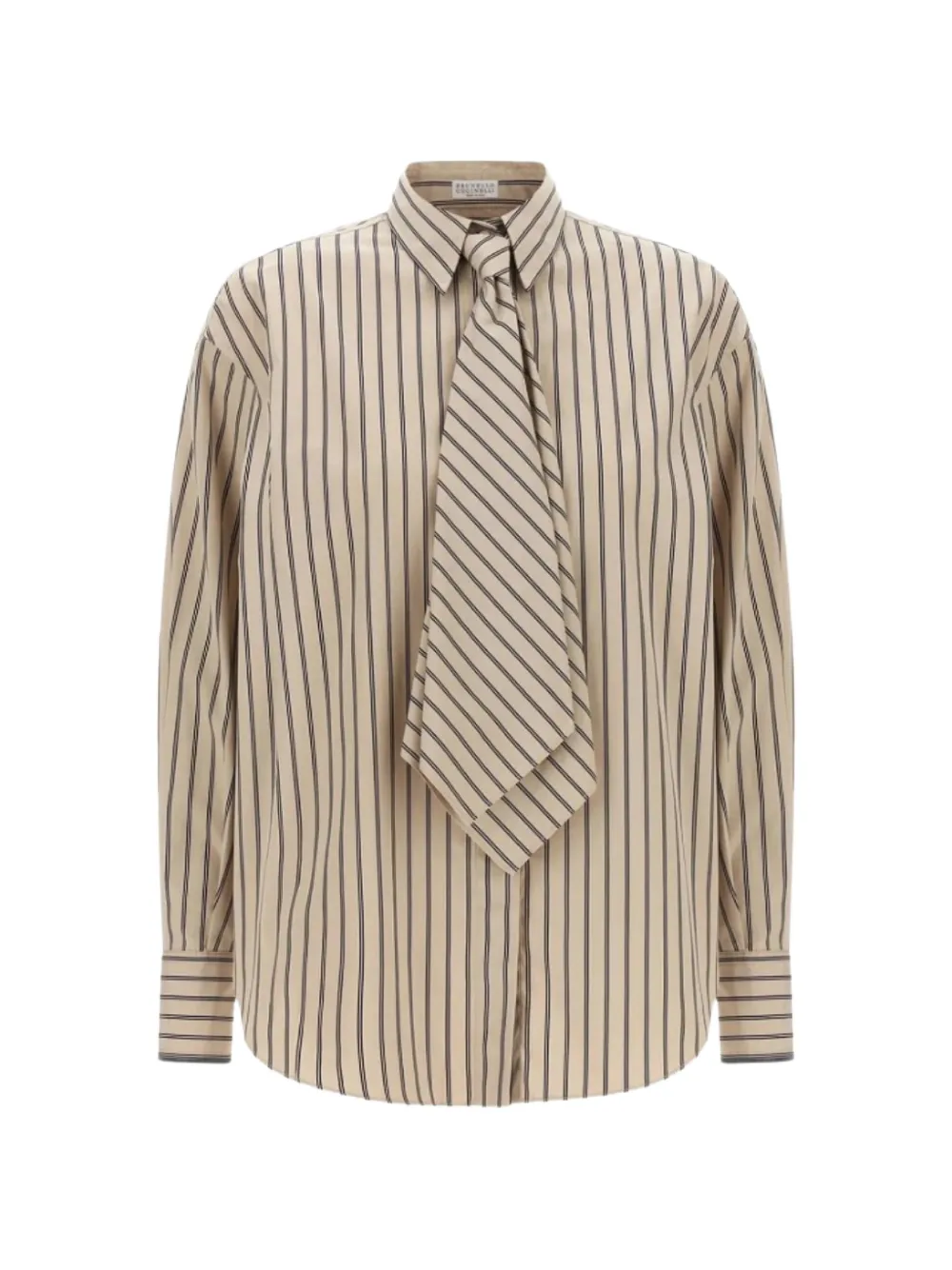 Brunello Cucinelli striped tie-fastening shirt - Toni neutri