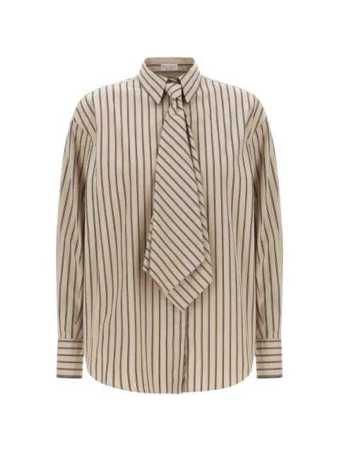 Brunello Cucinelli striped tie-fastening shirt