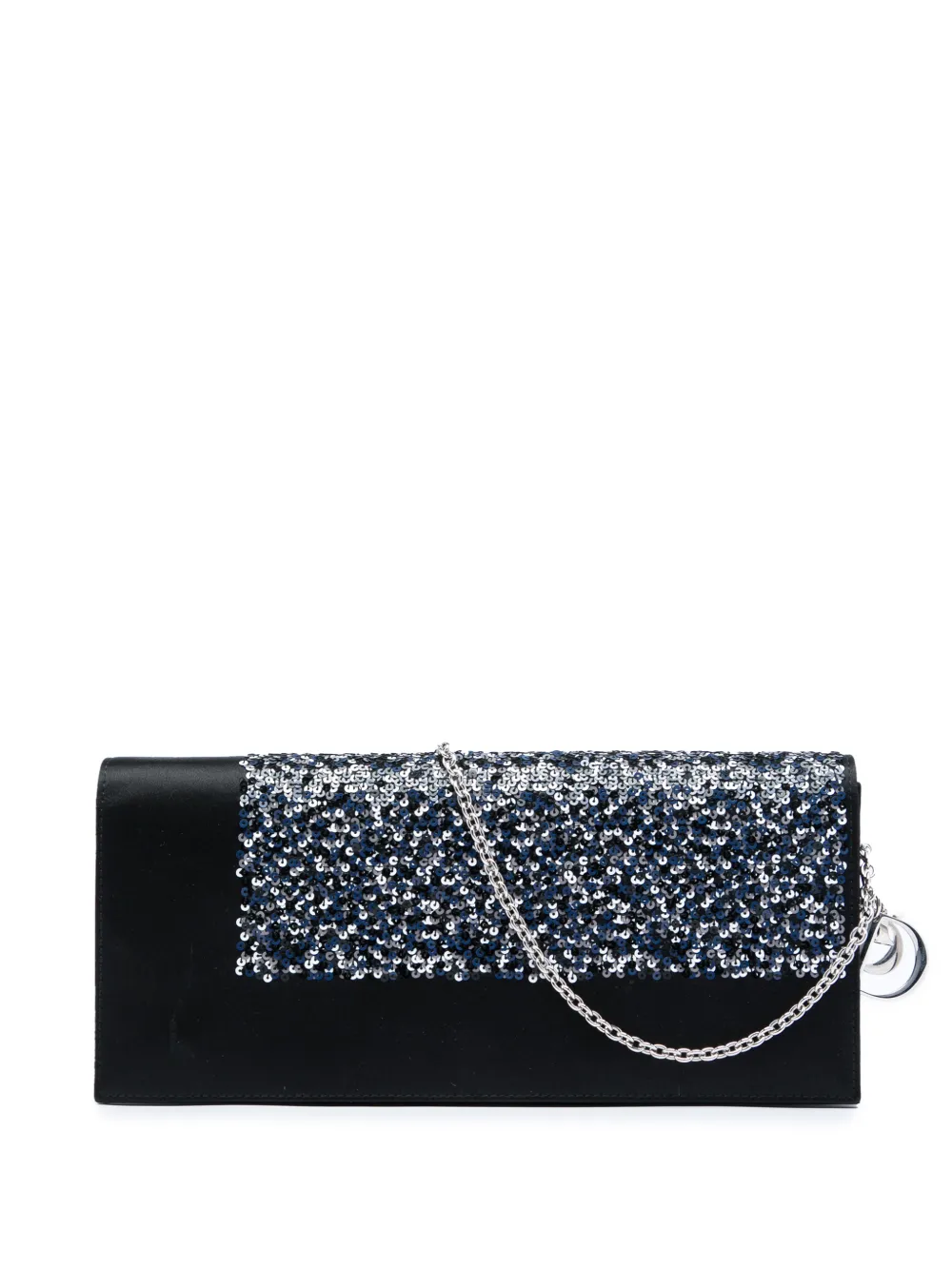 Christian Dior Pre-Owned 2008-2010 Clutch aus Satin mit Pailletten und Kette - Schwarz