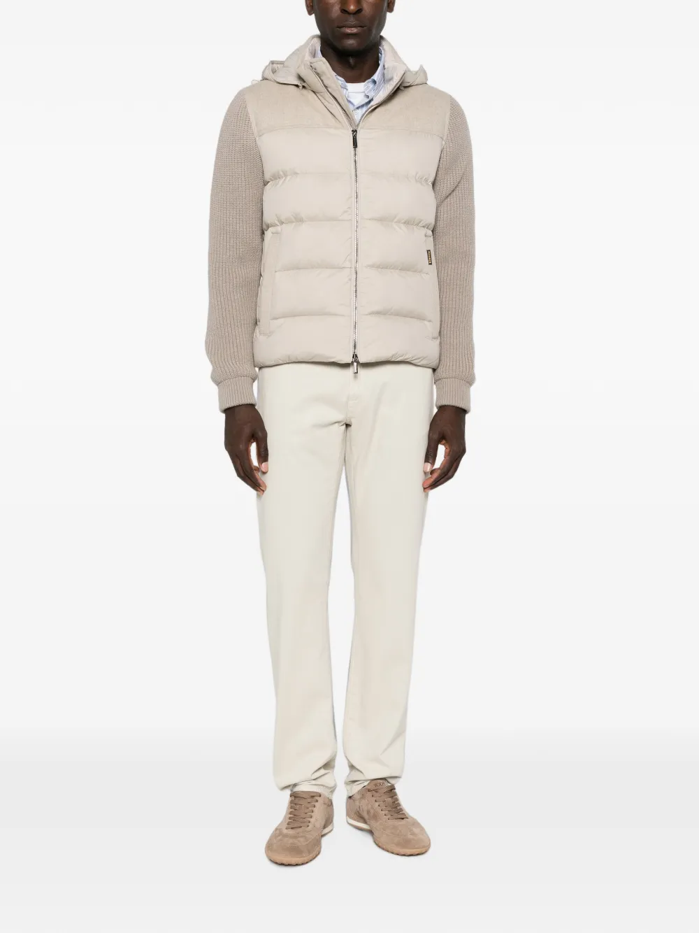 Moorer Allori gewatteerd jack met capuchon Beige
