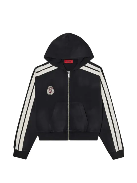 424 side-stripe logo-patch hoodie