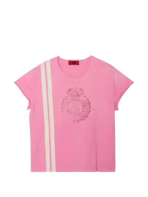 424 crest-print side-stripe T-shirt
